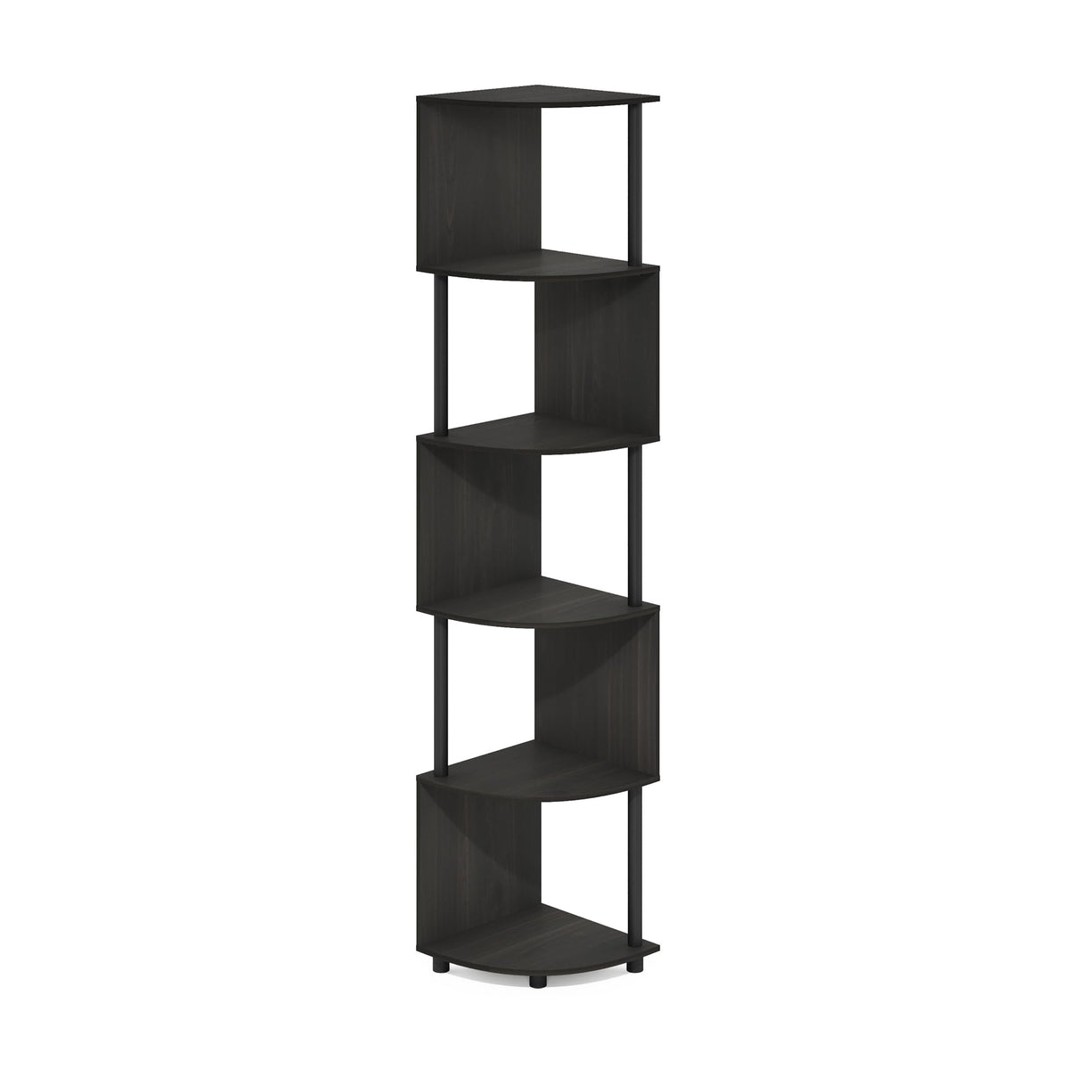 Furinno Econ 5-Tier Zigzag Corner Shelf Bookcase, Bookshelf, Espresso/Black