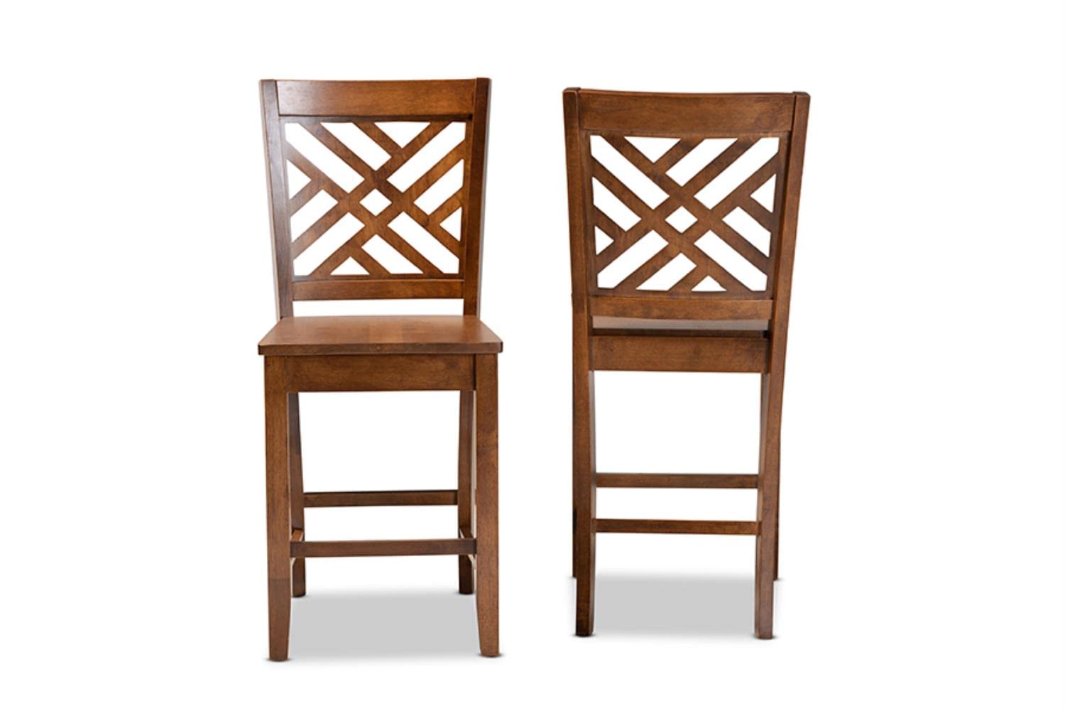 Baxton Studio Caron Modern and Contemporary Transitional Walnut Brown Finished Wood 2-Piece Counter Stool Set