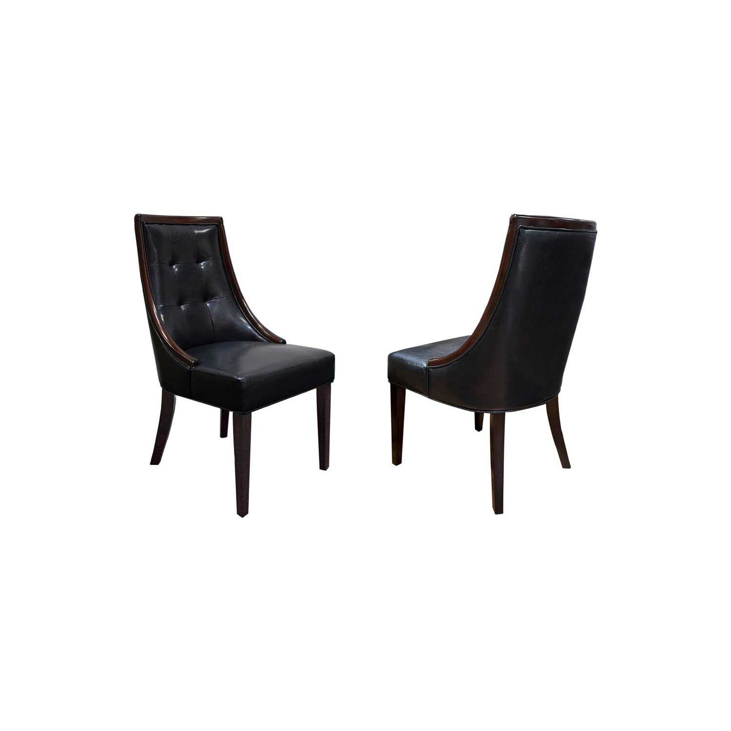 Best Master Furniture Clair Tufted Leather Dining Chairs, Set Of 2, Black