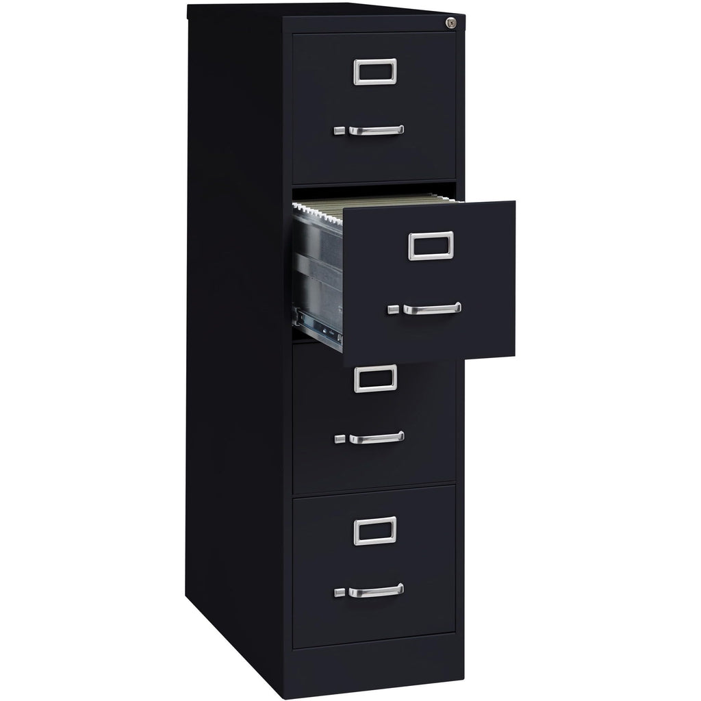 Lorell LLR60191 4-Drawer Vertical File with Lock, 15" x 26-1/2" x 52", Black