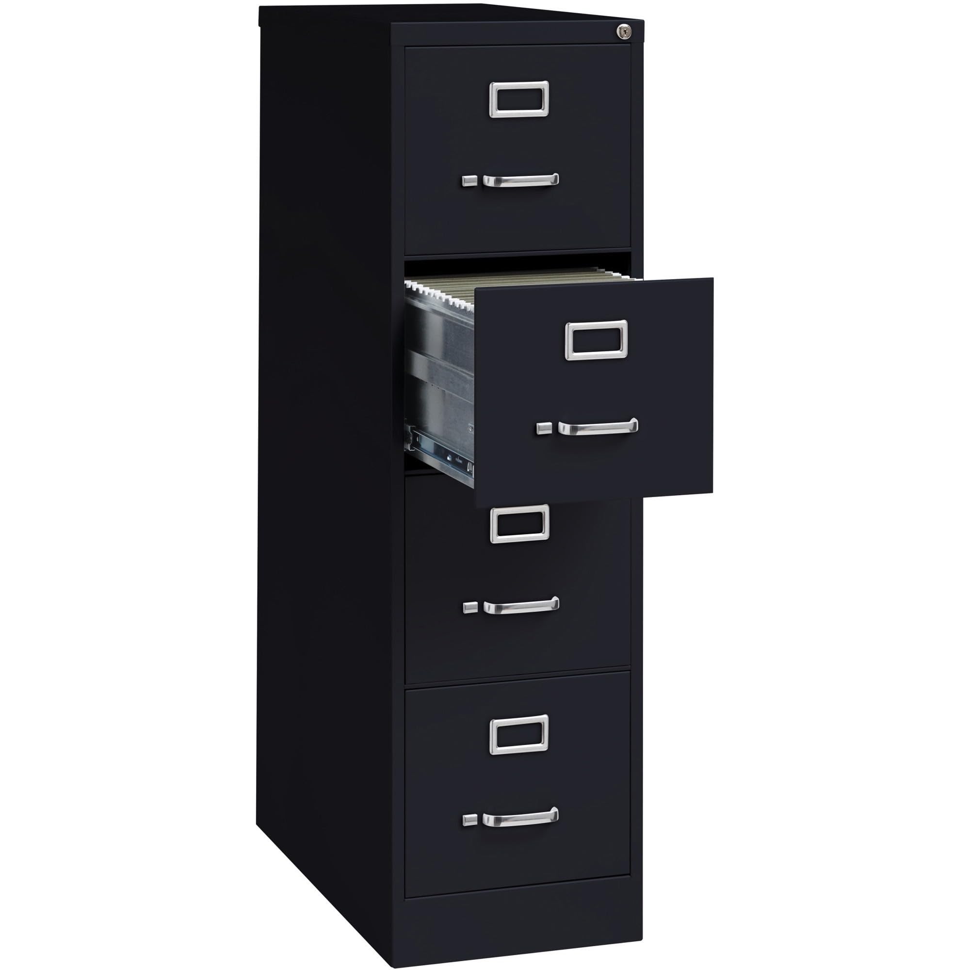 Lorell LLR60191 4-Drawer Vertical File with Lock, 15" x 26-1/2" x 52", Black