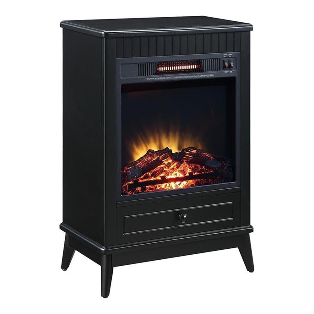 Acme Hamish Wooden 1-Drawer Fireplace In Black