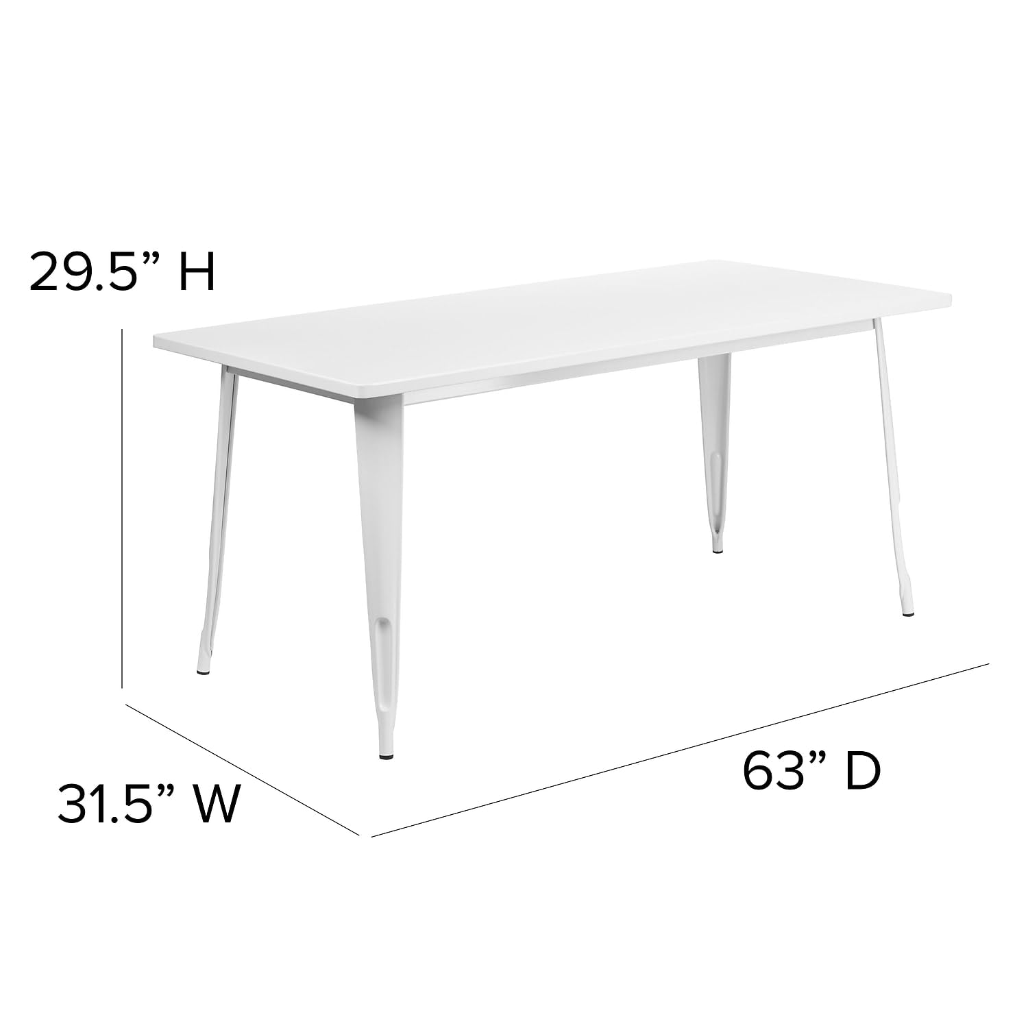 Flash Furniture Charis Commercial Grade 31.5&quot; X 63&quot; Rectangular White Metal Indoor-Outdoor Table
