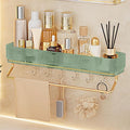 Suicune Floating Shelves With Guardrail Wall Mounted Acrylic Bathroom Storage Drainable Bathroom Shelves For Bathroom Decor Kitc