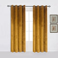 Cherry Home Super Soft Luxury Velvet Warm Yellow Blackout Velvet Energy Efficient Grommet Curtain Panel Drapes Ginger Mustard Cu