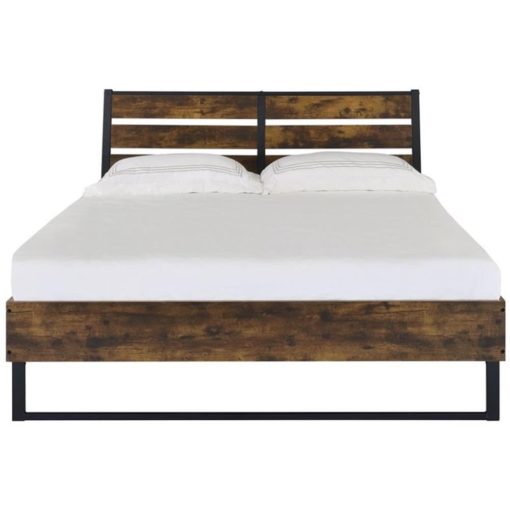 Acme Juvanth Eastern King Wooden Panel Bed in Oak and Black