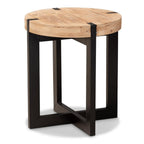 Baxton Studio Horace Rustic and Industrial Natural Brown Finished Wood and Black Finished Metal End Table Brown/Wood