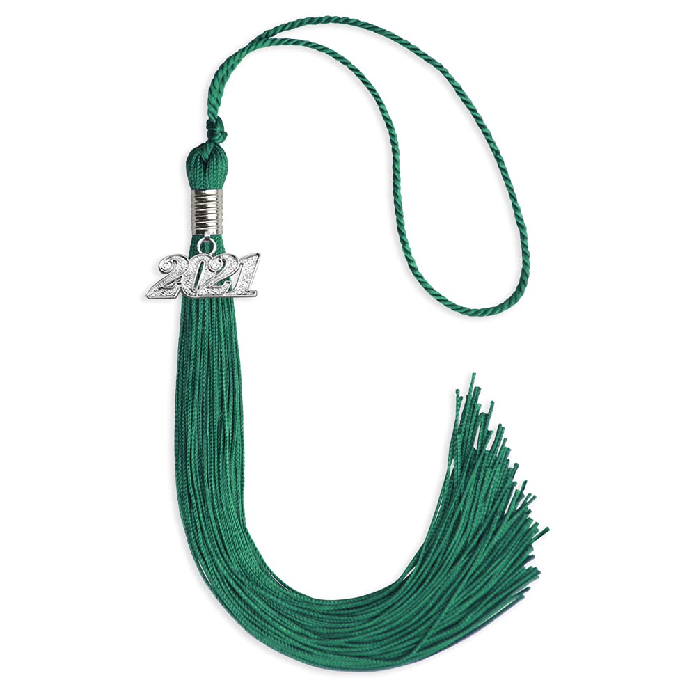Endea Graduation Single Color Tassel with Silver Date Drop (Emerald Green, 2021)