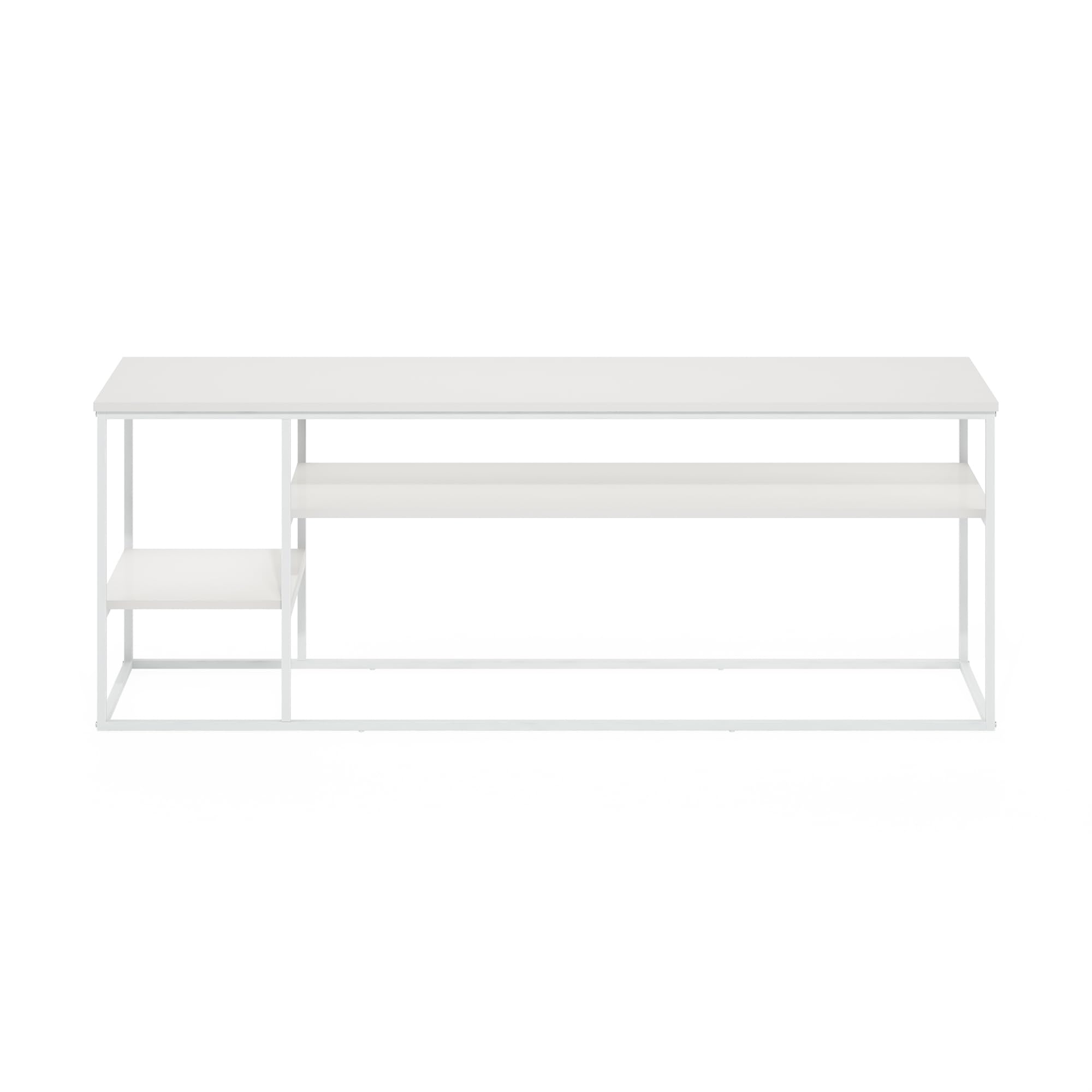 Furinno Moretti Modern Lifestyle TV Stand for TV up to 65 Inch, Solid White/White