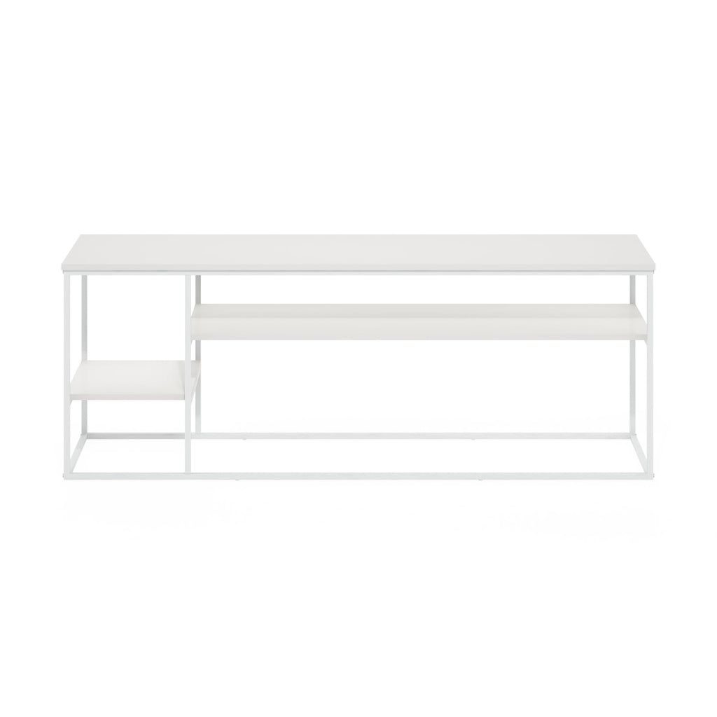 Furinno Moretti Modern Lifestyle TV Stand for TV up to 65 Inch, Solid White/White