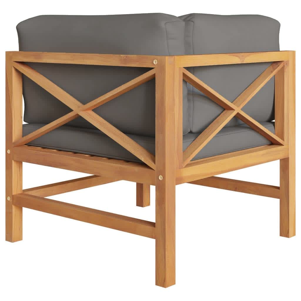 vidaXL 2-Seater Outdoor Sofa with Cushions- Durable Solid Teak Wood Construction, Easy to Maintain, Ideal for Patio, Terrace or Garden - Gray