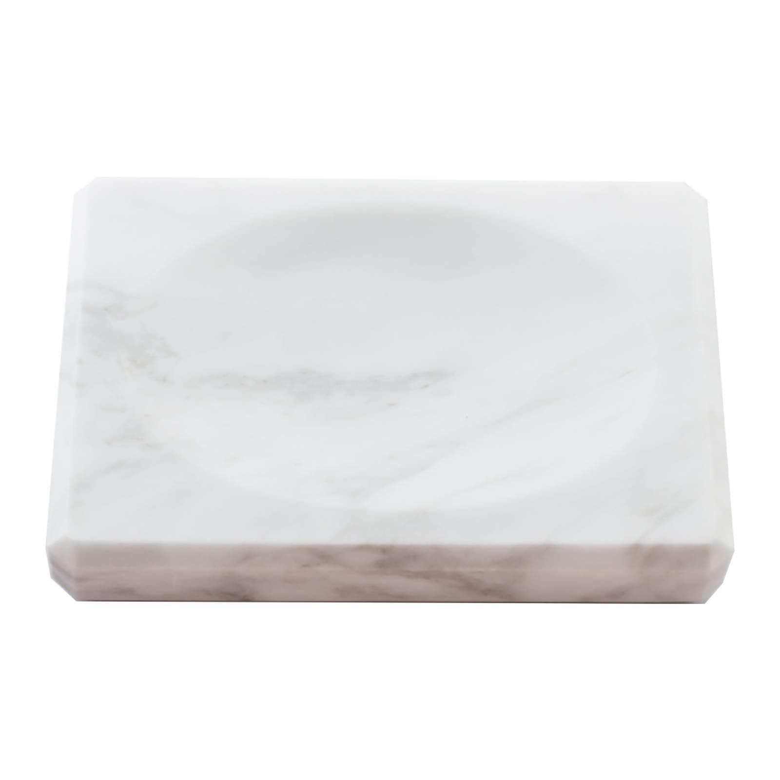 White Soap Dish Tray Marble Soap Holder Trinket Plate for Bathroom Sink Kitchen Countertop Bedroom Vanity Bathroom Accessory Rec