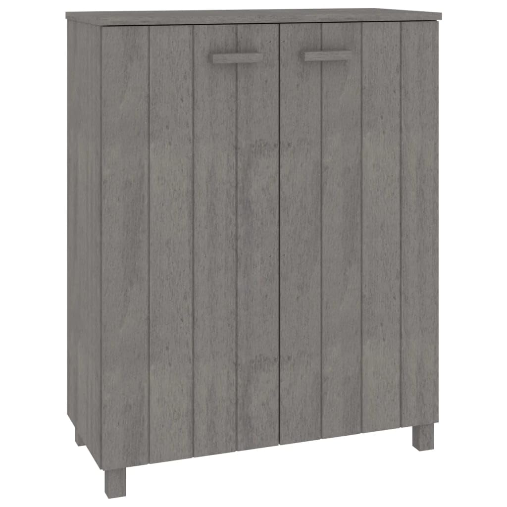 vidaXL HAMAR Solid Wood Pine Shoe Cabinet, Light Gray, 33.5&quot; x 15.7&quot; x 42.5&quot; with Wooden Handles, Multiple Shelves, Perfect for Home Organization and De-cluttering