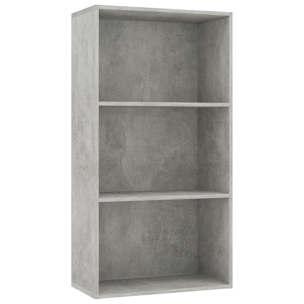 vidaXL Bookshelf, 3-Tier Book Cabinet Bookcase, Wall Bookshelf for Living Room, Freestanding Shelving Unit, Modern, Concrete Gray Engineered Wood