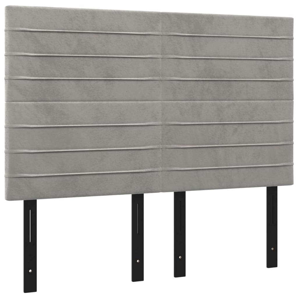 Vidaxl Led Headboard Home Indoor Bedroom Bed Accessory Upholstered Bed Header Furniture With Led Light Gray 56.7"X2"X46.5"/50.4" Velvet