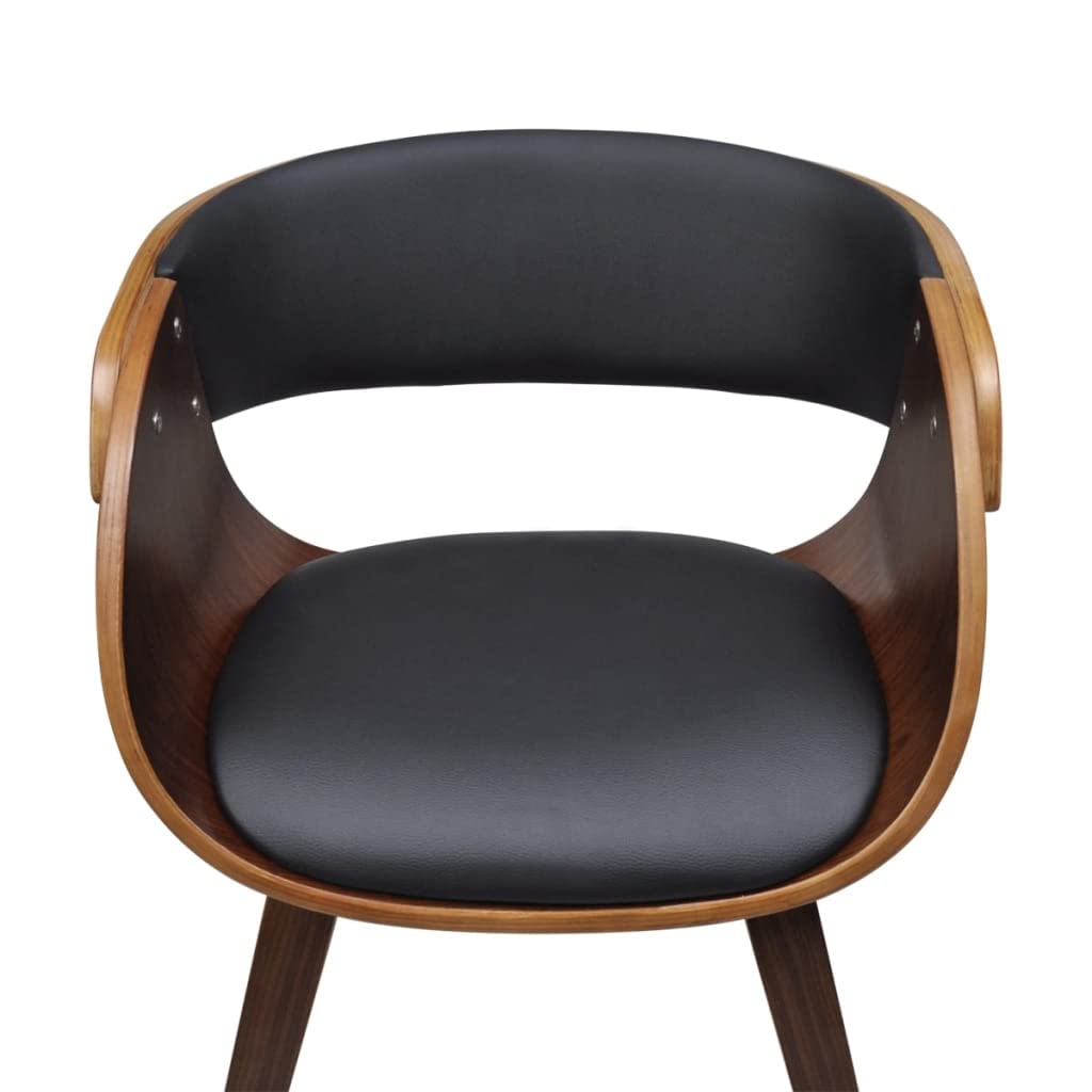 vidaXL Elegant Dining Chair with Solid Wooden Frame - Faux Leather Upholstered Seat - Black and Dark Brown Finish - Comfortable and Stylish Seating Solution for Your Dining Room or Lounge Area