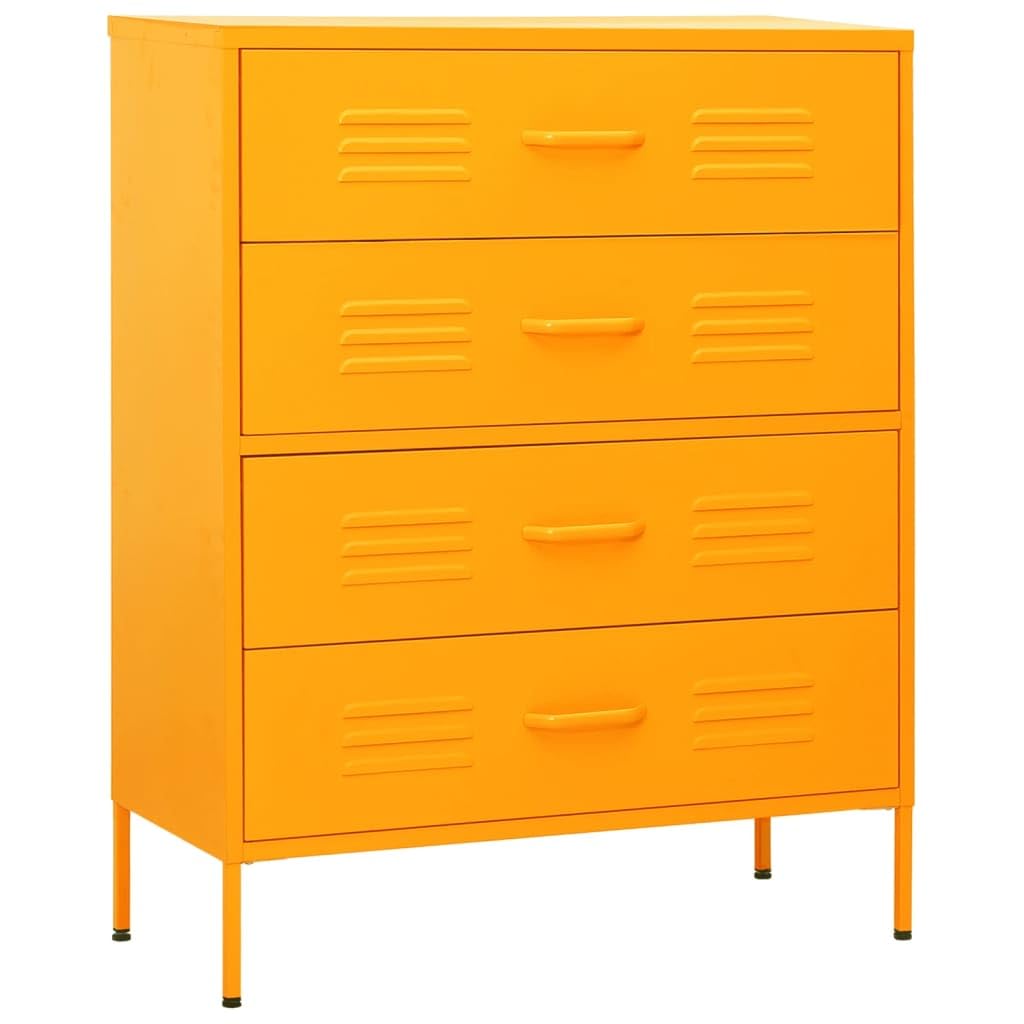 vidaXL Chest of Drawers Mustard Yellow 31.5&quot;x13.8&quot;x40&quot; Steel