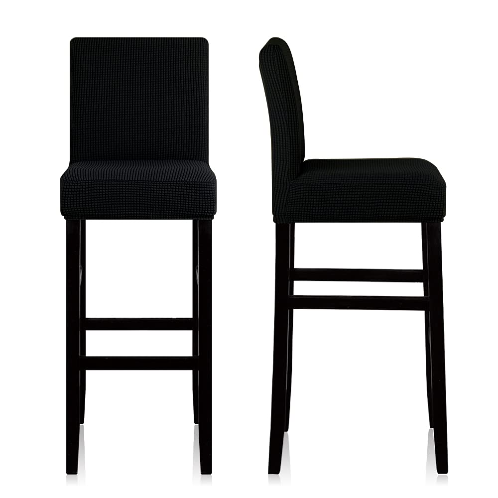 Lellen Reusable Pub Counter Stool Chair Covers Slipcover Stretch Removable Washable Dining Room Chair Covers Set Of 4 (Black)
