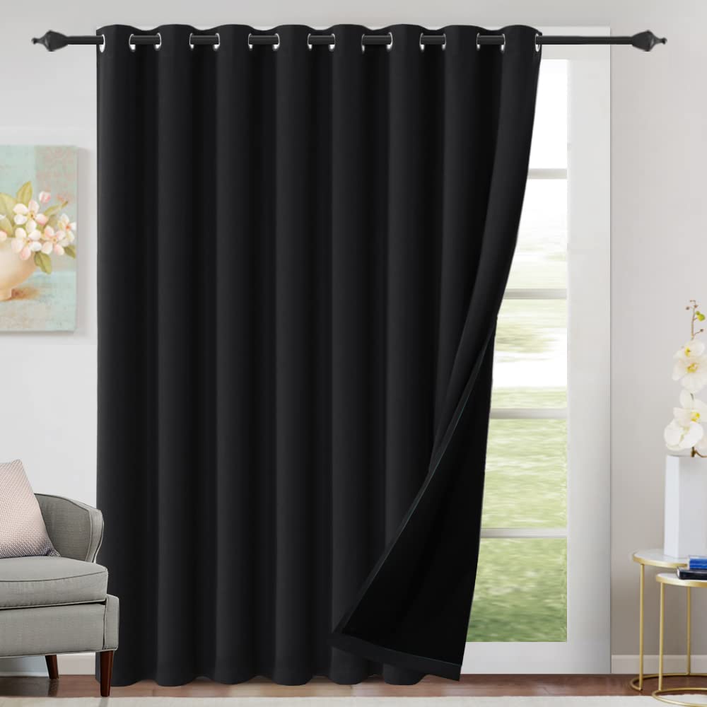 H.Versailtex 100% Blackout Patio Curtains Thermal Insulated Curtains For Sliding Door Extra Wide Window Panels Full Light Blocki