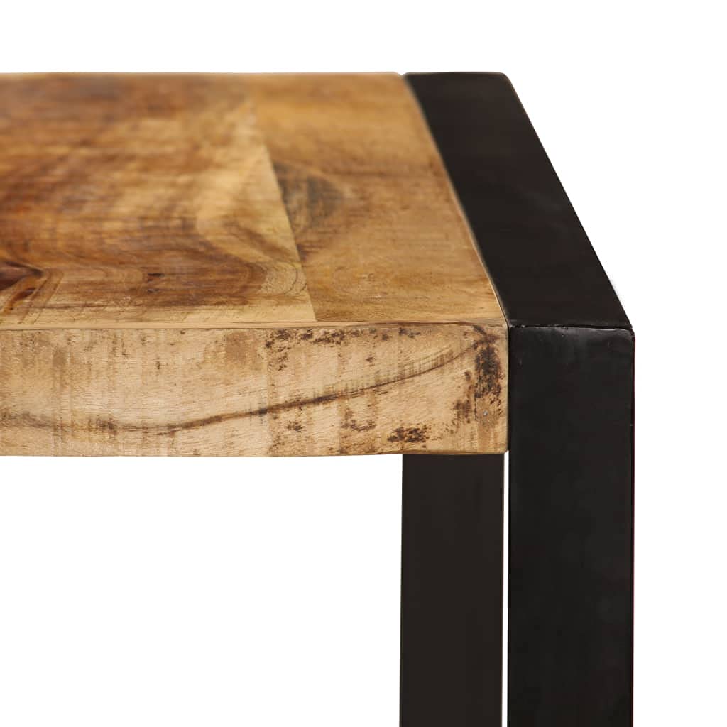 vidaXL Industrial Dining Table - Solid Mango Wood with Sturdy Steel Legs - Polished, Lacquered and Easy to Assemble - Brown and Black