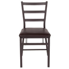 Flash Furniture Hercules Series Brown Folding Ladder Back Metal Chair With Brown Vinyl Seat
