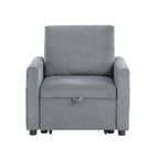 Lilola Home Oswin 32.5' W Gray Corduroy Armchair with Pull-Out Chaise and Side Pocket