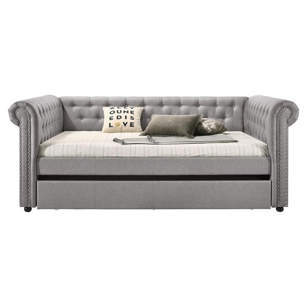 Acme Justice Fabric Full Daybed and Twin Trundle in Smoke Gray