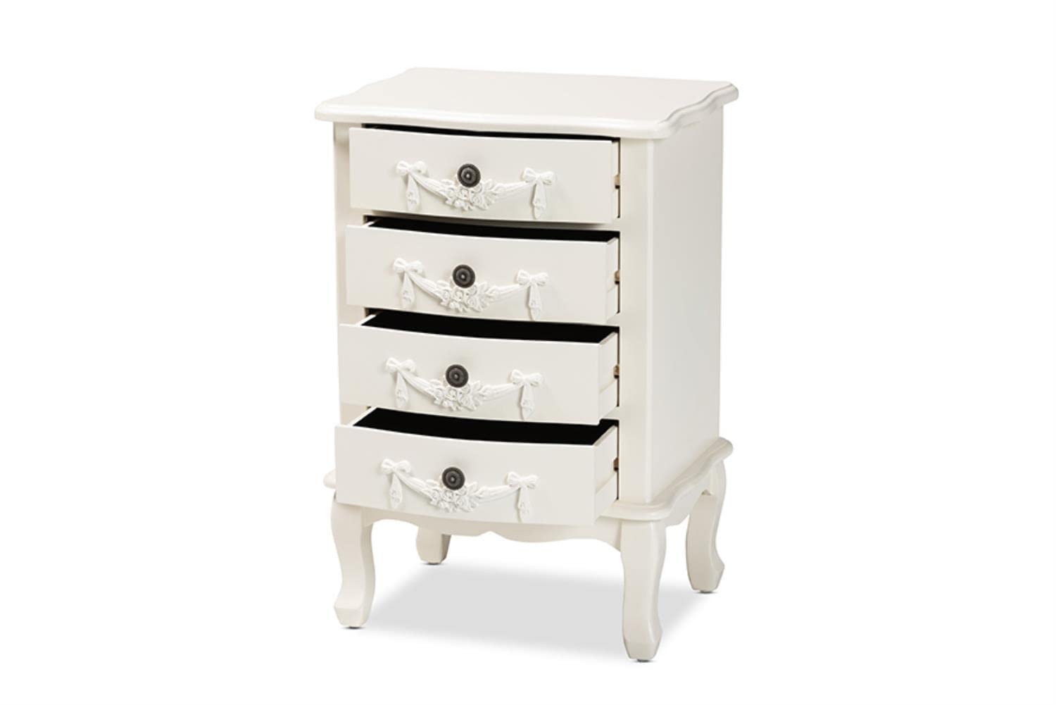 Baxton Studio Callen White Finished Wood 4-Drawer End Table
