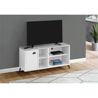 Monarch Specialties I 2840 Tv Stand, 48 Inch, Console, Media Entertainment Center, Storage Cabinet, Living Room, Bedroom, Laminate, Metal, Grey, White