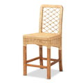 Baxton Studio Moscow Brown Rattan and Walnut Brown Finished Wood Counter Stool