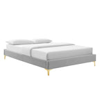 Modway Mod-6305-Lgr Sutton Twin Performance Velvet Bed Frame, Light Gray