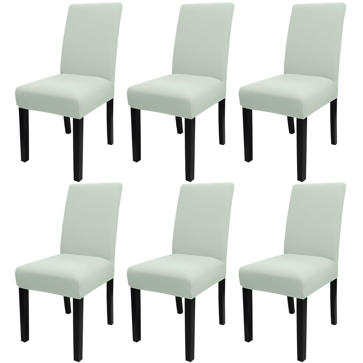 Jqinhome Smoke Green Chair Covers For Dining Room Set Of 6, High Stretch Removable Washable Parsons Chair Slipcover For Home Party Hotel Wedding Ceremony (6Pcs,Smoke Green)