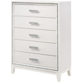 Acme Haiden 5-Drawer Bedroom Wooden Chest with Shimmering Trim in White
