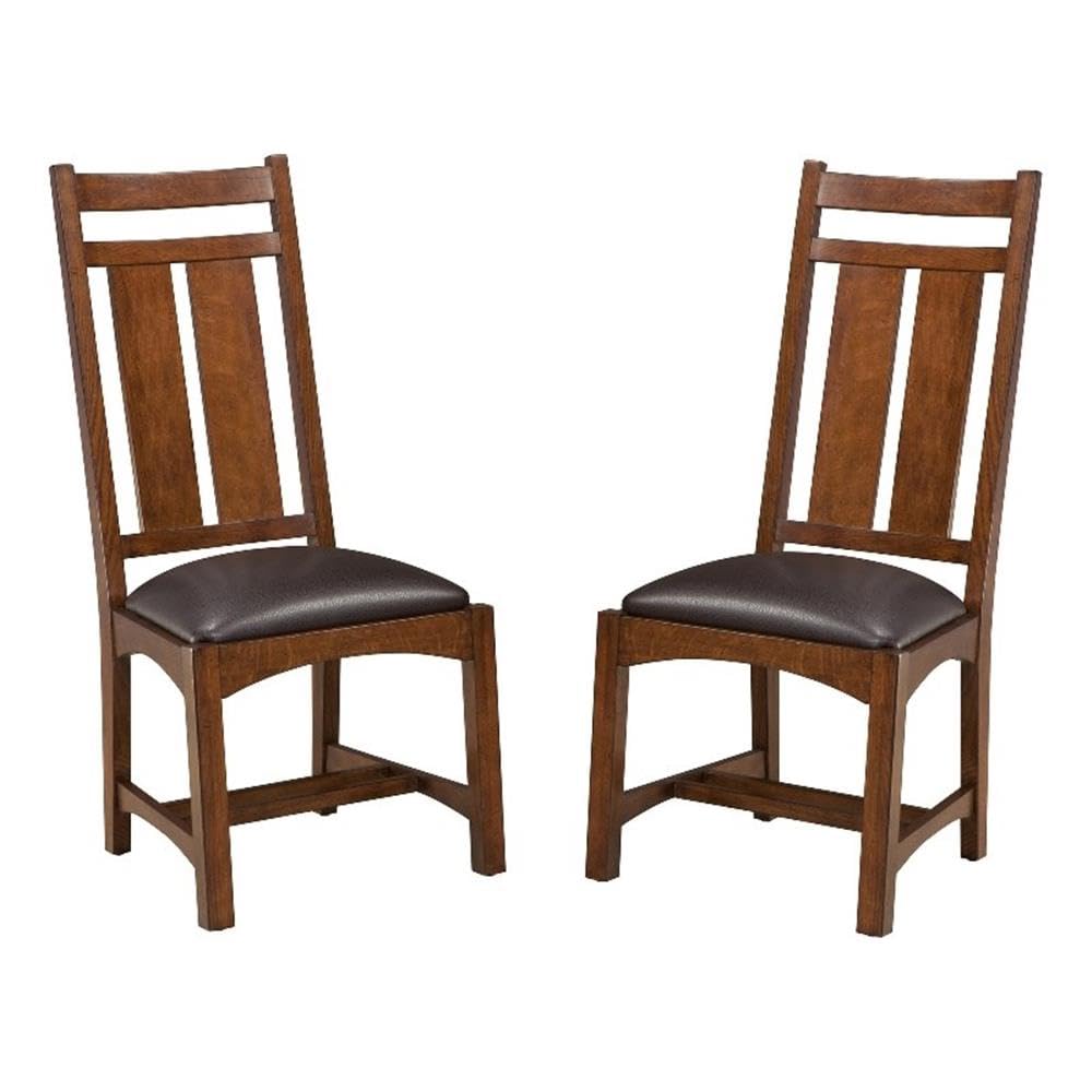 Intercon Furniture Oak Park Wood Chair with Wide Slats in Brown (Set of 2)