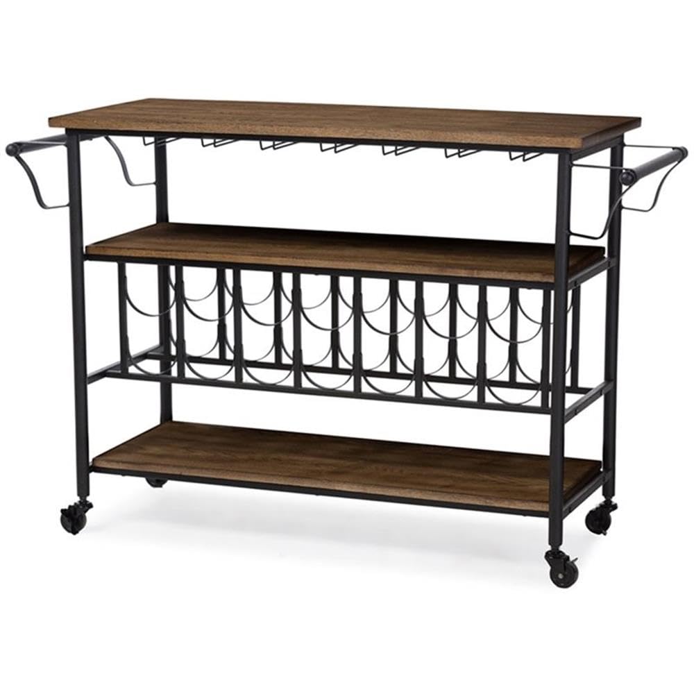 Baxton Studio YLX-9044 Serving-carts, 47.8 x 17.5 x 32, Black