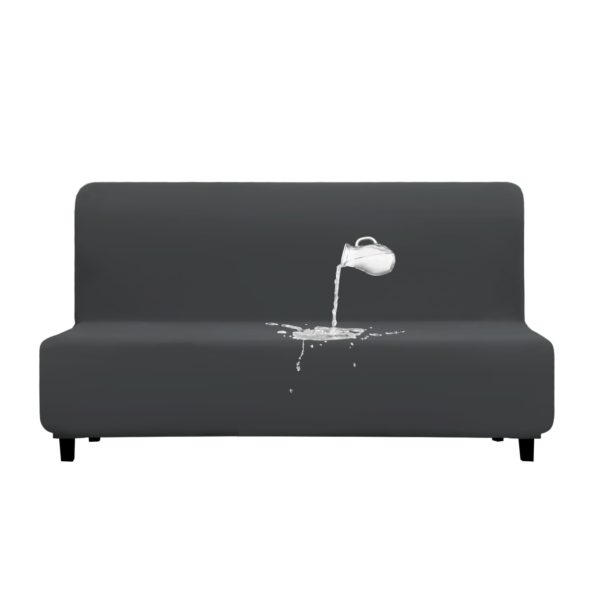 Purefit 100% Dual Waterproof Futon Cover, Waterproof Couch Cover For Futon - Stretch Non Slip Fleece Sofa Covers Washable, Leakproof Furniture Protector For Kids, Pets, Dog (Futon, Dark Gray)