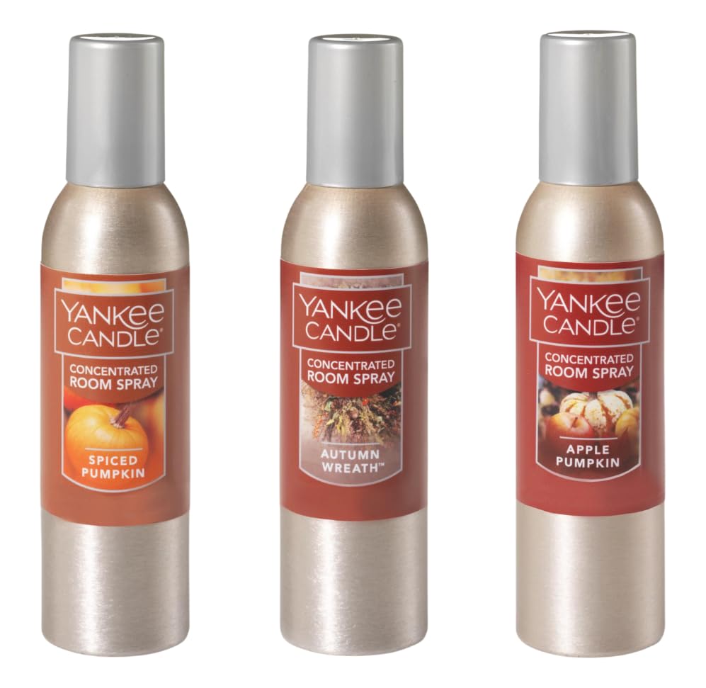 Yankee Candle Concentrated Air Freshener Room Spray Harvest Bounty Variety Pack, Odor Eliminator for Home, Bathroom, 1.5 Oz (Pac