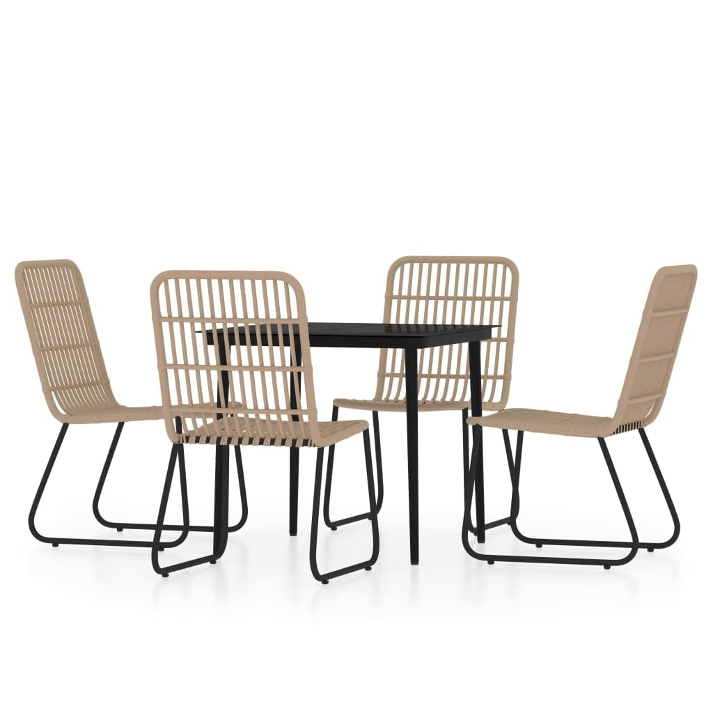 vidaXL Patio Dining Set - 3 Piece Outdoor Rattan Furniture, Glass Table, Comfortable Oak & Black Chairs, Lightweight and Weatherproof
