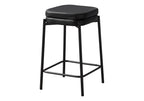 Monarch Specialties I 2225 Counter-Height Barstools, Set of 2, Black Leather-Look & Metal
