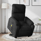 vidaXL Stand up Massage Recliner Chair - Black Microfiber Power Lift, Motorized Stand-Up Aid, Manual Recline, Vibration Massage, Comfortable Seating