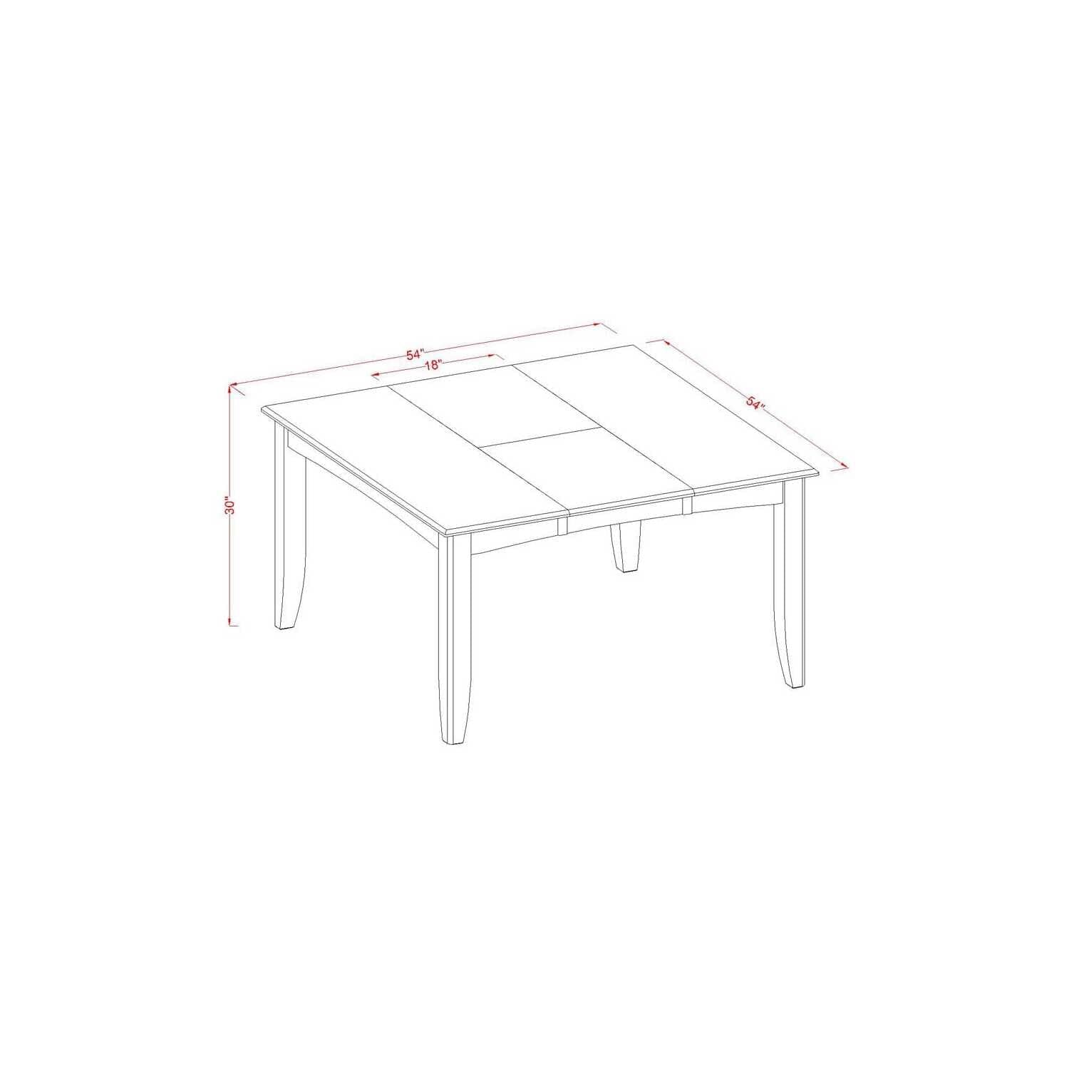 East West Furniture Pft-Cap-T Parfait Gathering Dining Square 54&Quot; Table With 18&Quot; Butterfly Leaf Finished In Cappuccino