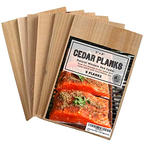6 Pack 5X8 Cedar Grilling Planks - Adds Smoky Cedar Flavor To Salmon, Chicken, Veggies And More