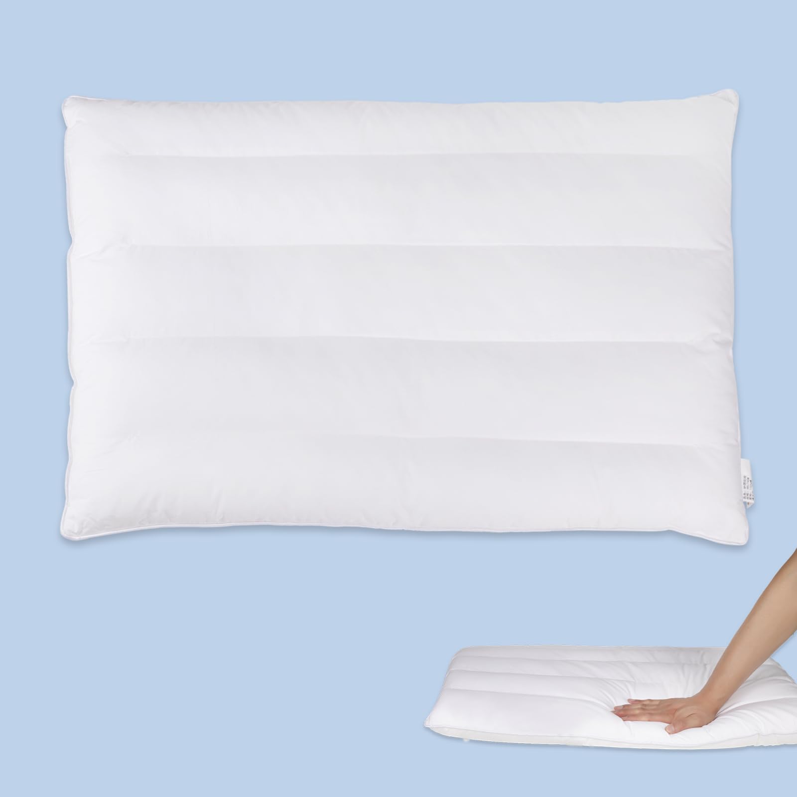 Fouxtel Flat Pillows For Sleeping Thin, 2.5' Ultra Thin Pillow, Slim Bed Pillows For Stomach And Back Sleepers, Queen Size -18X