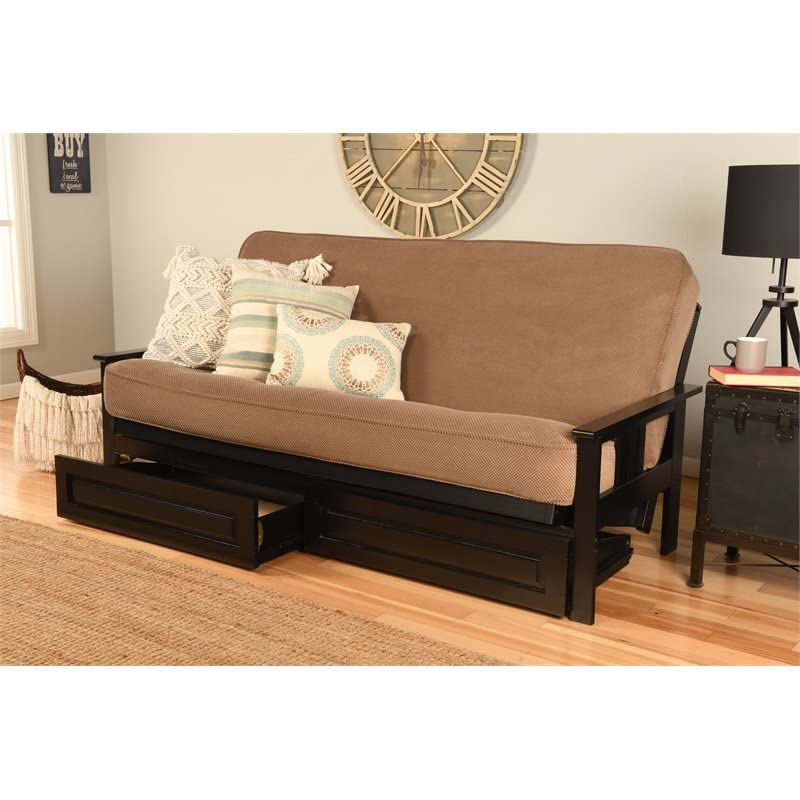 Kodiak Furniture Monterey Black Storage Sofa with Mocha Brown Fabric Mattress