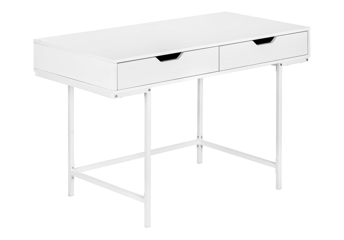 Monarch Specialties I 7554 Computer Desk, Home Office, Laptop, Storage Drawers, 48' L, Work, Metal, Laminate, White, Contemporary, Modern