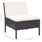 vidaXL 6-Piece Outdoor Patio Lounge Set with Cushions - Poly Rattan - Black - Durable Garden Furniture - Adjustable Layouts - Comfortable Seating - Assembly Required