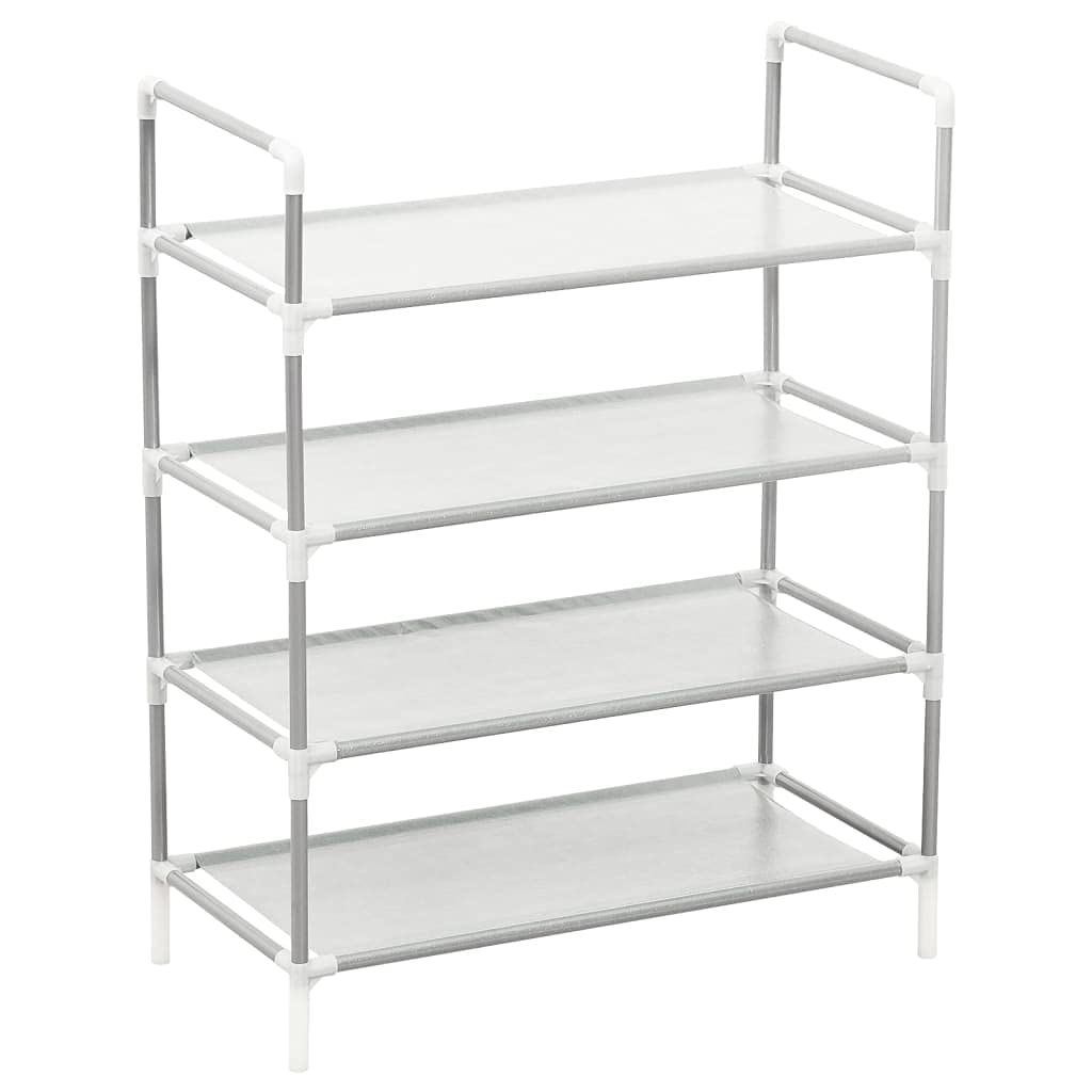 vidaXL Silver Shoe Rack - Industrial Style Metal Frame with Non-woven Fabric Shelves - Lightweight, Sturdy & Easy to Assemble - Perfect for Organizing Shoes & Keeping Your Space Tidy