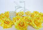 (50) Silk Yellow Roses Flower Head - 1.75' - Artificial Flowers Heads Fabric Floral Supplies Wholesale Lot For Wedding Flowers