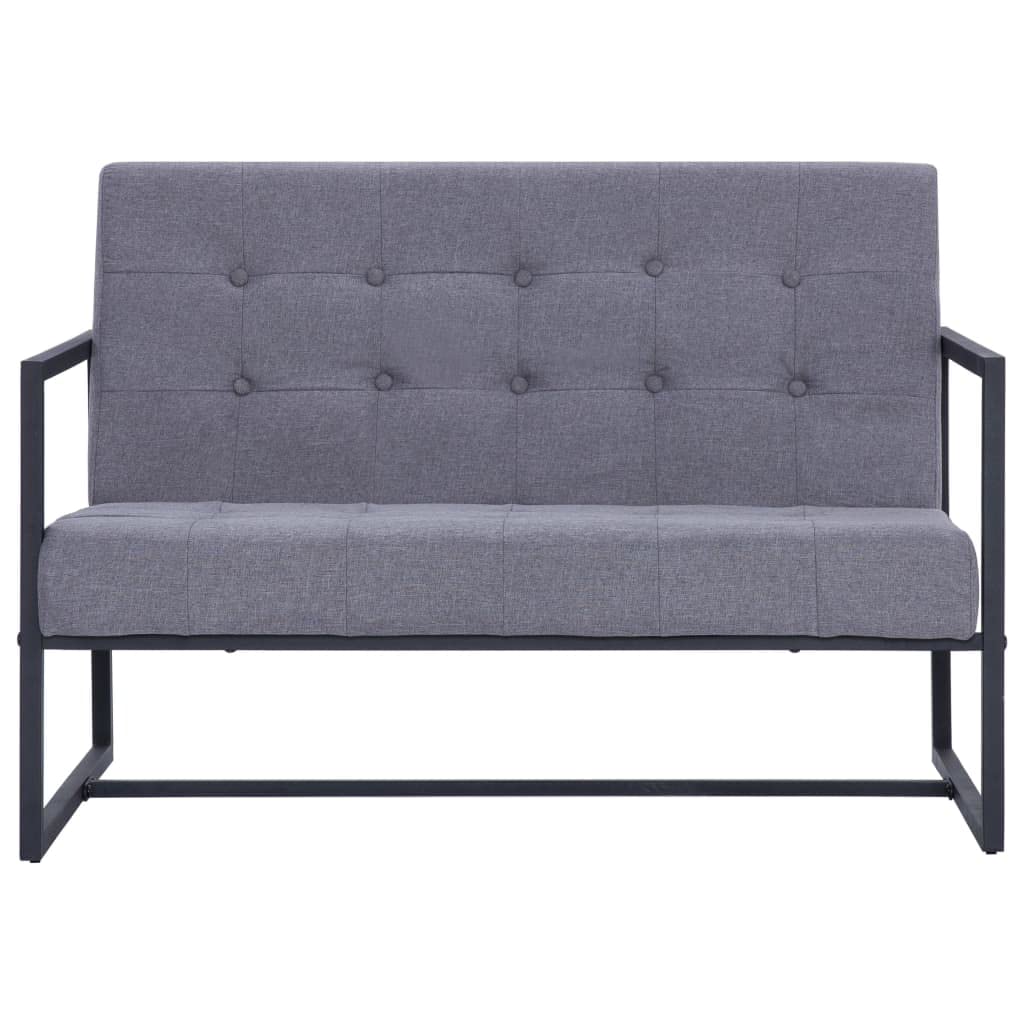 vidaXL Industrial Style 2-Seater Sofa with Armrests - Durable Steel Frame and Fabric Upholstery in Light Gray