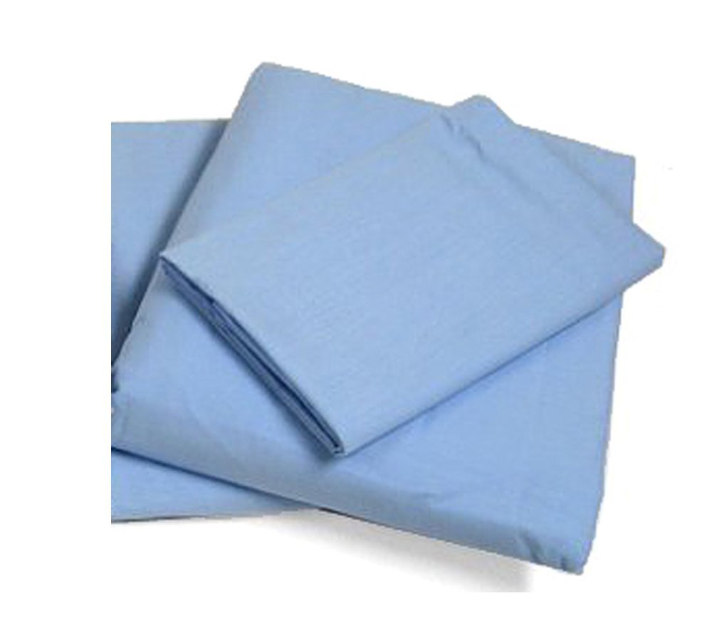 Cot Sheets (Fitted, Flat, Sets), 4 Piece Cot Sheet And Pillow Case Set - Blue- 1 Cot Fitted Sheet 33' X 75', 1 Cot Flat Sheet
